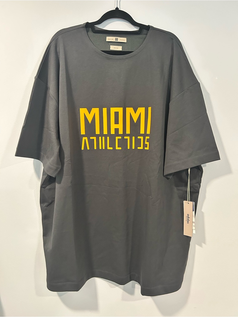Adidas Fear of God x University of Miami Athletics Oversized Shirt Gray Size XL